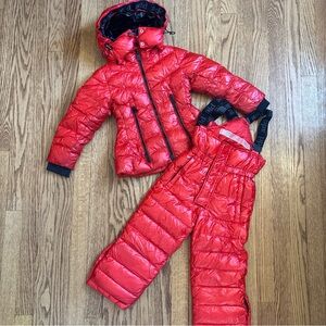 ADD Down Snowsuit Jacket Snow pants Kids 3T Adjustable Straps red Winter Coat